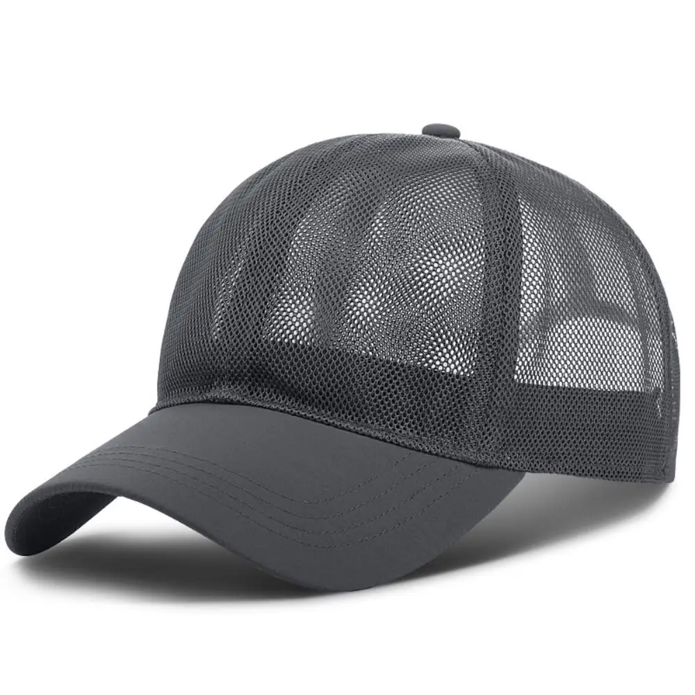 Full Mesh Trucker Baseball Cap Breathable Lightweight Outdoor Sun Hat Adjustable Curved Brim Sport Running Cap Outdoor Travel