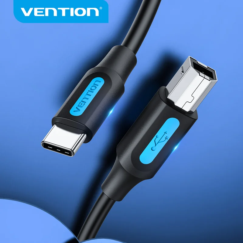 Vention USB C to USB 프린터 케이블, 맥북 프로 스캐너 팩스기 HP 캐논 델 삼성 프린터 C타입 2.0 인쇄 코드