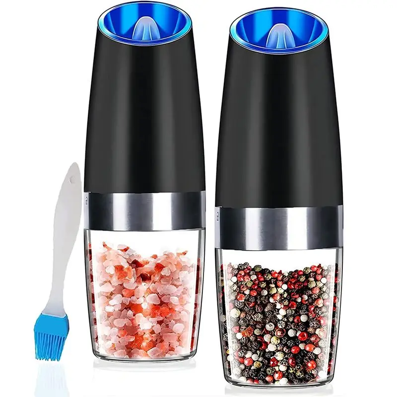 KSOL Electric Salt and Pepper Mill Set, Automatic Sensor Spice Mills, Salt Mill with LED Light, Adjustable Coarseness