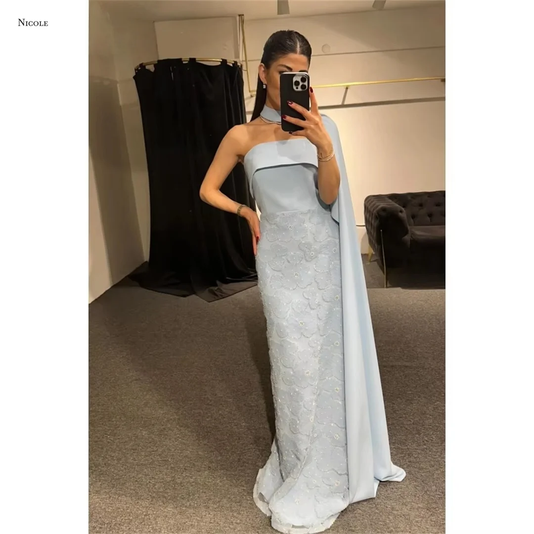 

Nicole Robes De Cocktail Dresses Custom Made Evening Dress Off-shoulder Flower Elegant Women's Dresses for Wedding Party Prom