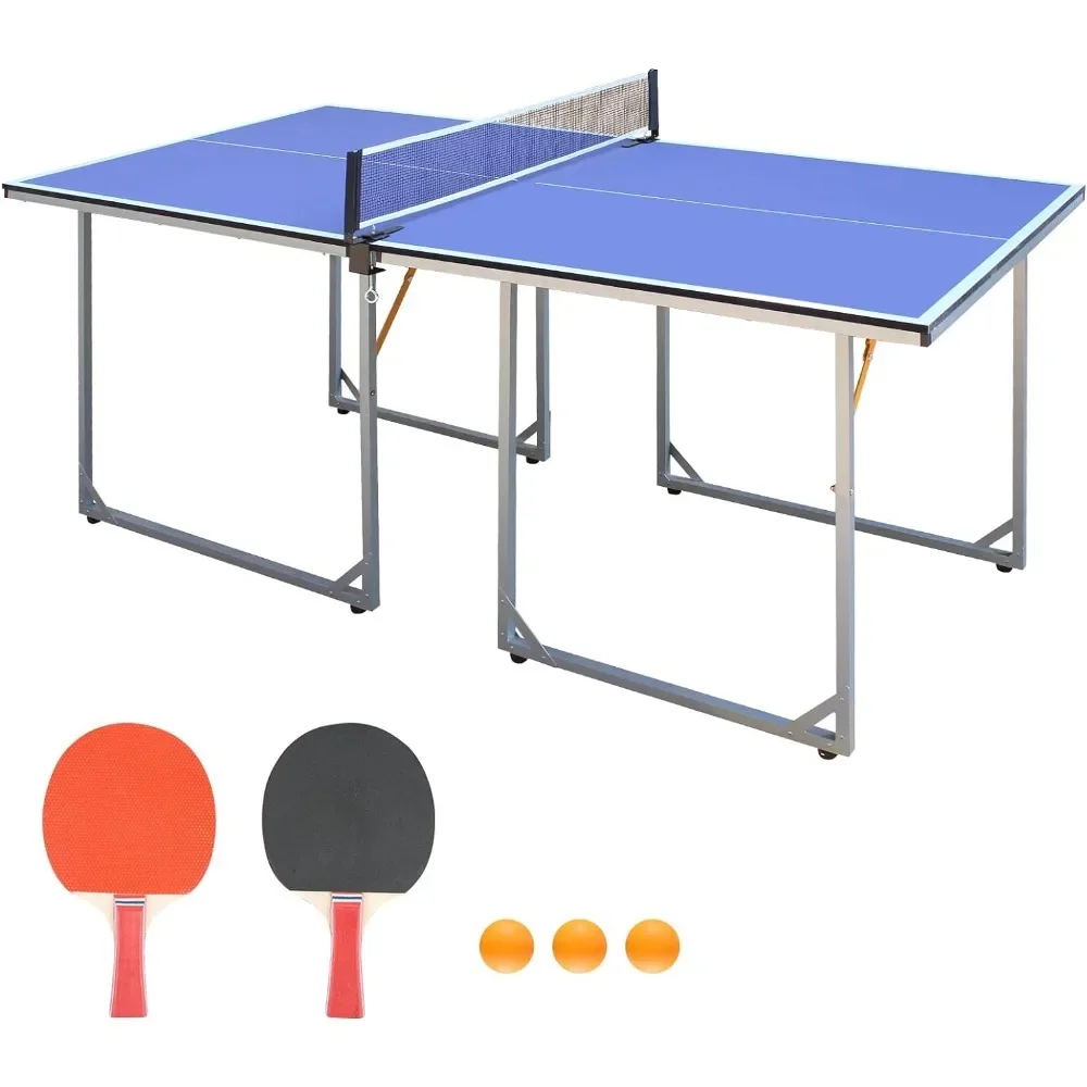 

Compact for Space Saver Table Tennis Table Game Net and 3 Balls Folding Pool Billiard Foldable Outdoor Bounce Mini Table. 3-in-1