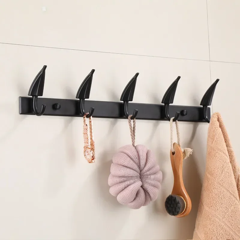 Black Dolphine BathroomTowel Hooks Wall Robe Hooks Aluminum Kitchen Towel Hook  Black Key Hat Bag Hanger Holder Clothes Hook