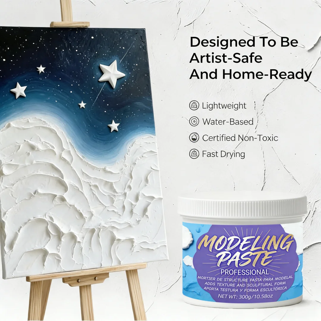 Acrylic Modeling Paste, 16.9fl.oz/500ml White Texture Gel for Artists & Students, Fast Drying, Crack Resistant