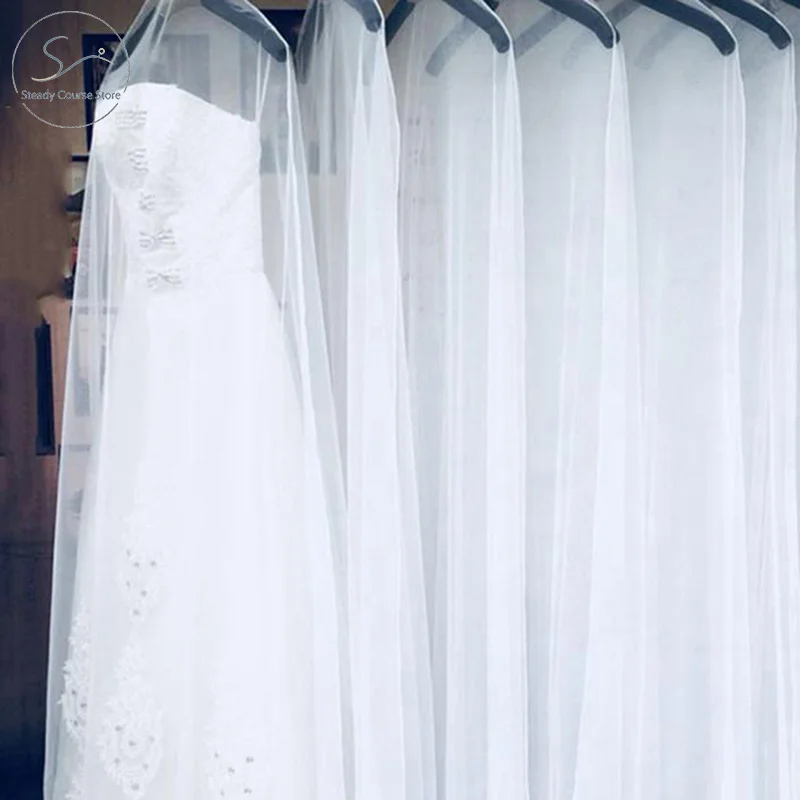 1pcs Transparent 160cm/180cm/200cm Long Soft Tulle Dust Cover Home Clothes Wedding Dress Protector White Mesh Yarn Material