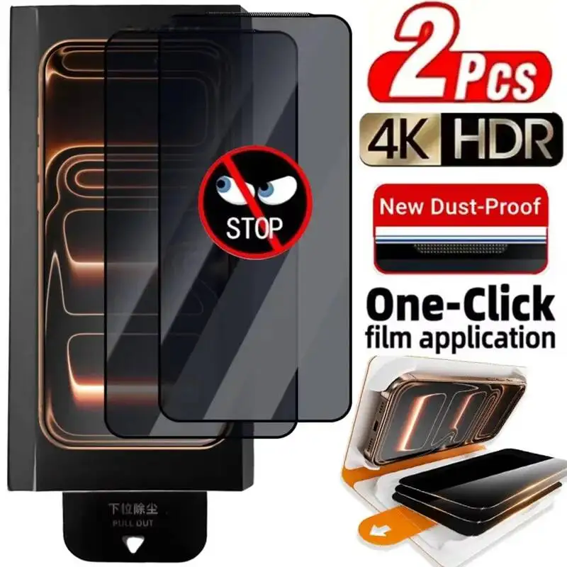

Anti-Spy Tempered Glass For Iphone 17 Air 16 15 14 13 12 11 Pro Max 16E SE 7 8 Mini XR Easy Install Privacy Screen Protector