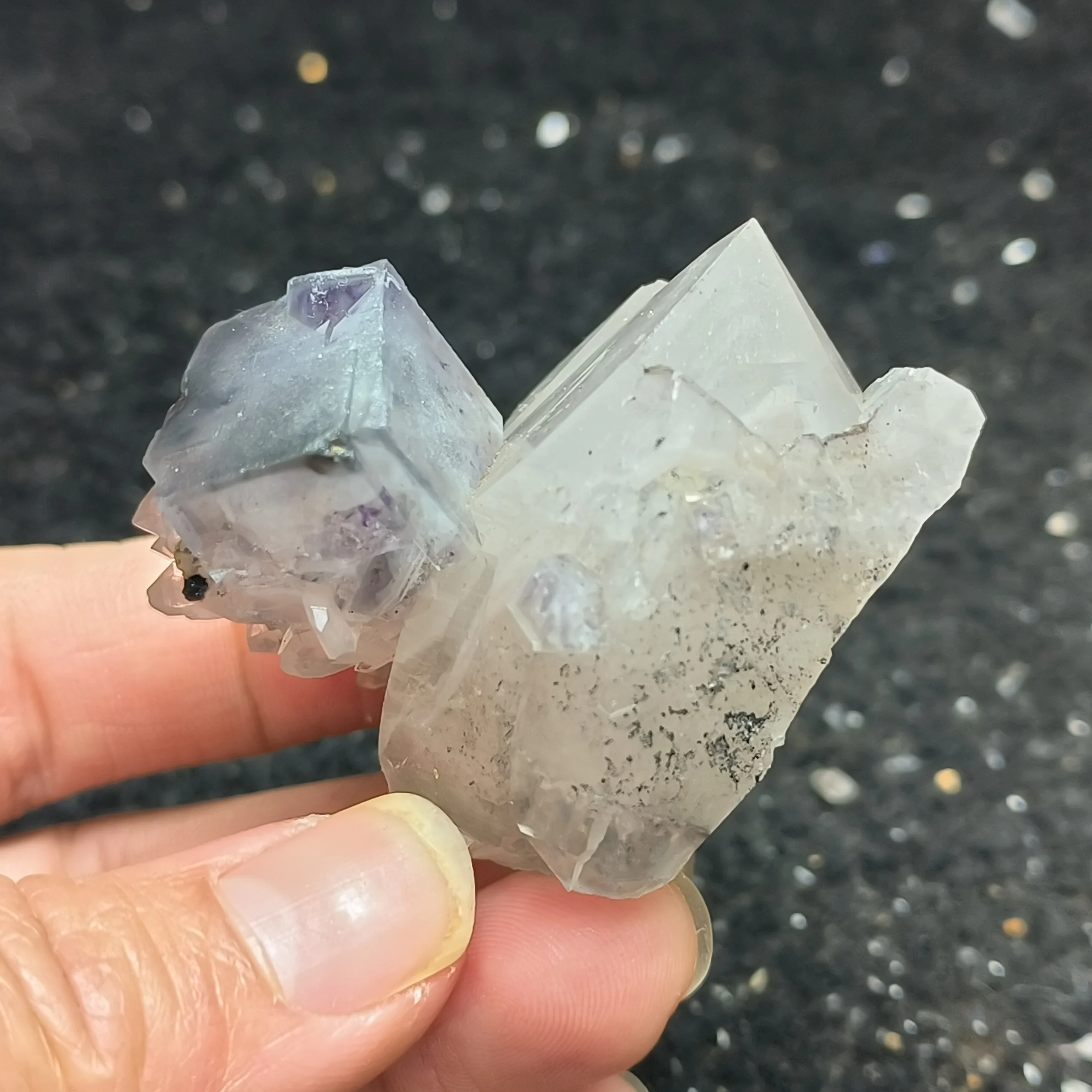 

54.2g100% natural amethyste, crystal and wolframite symbiotic mineral specimen healing energy quartz home decoration