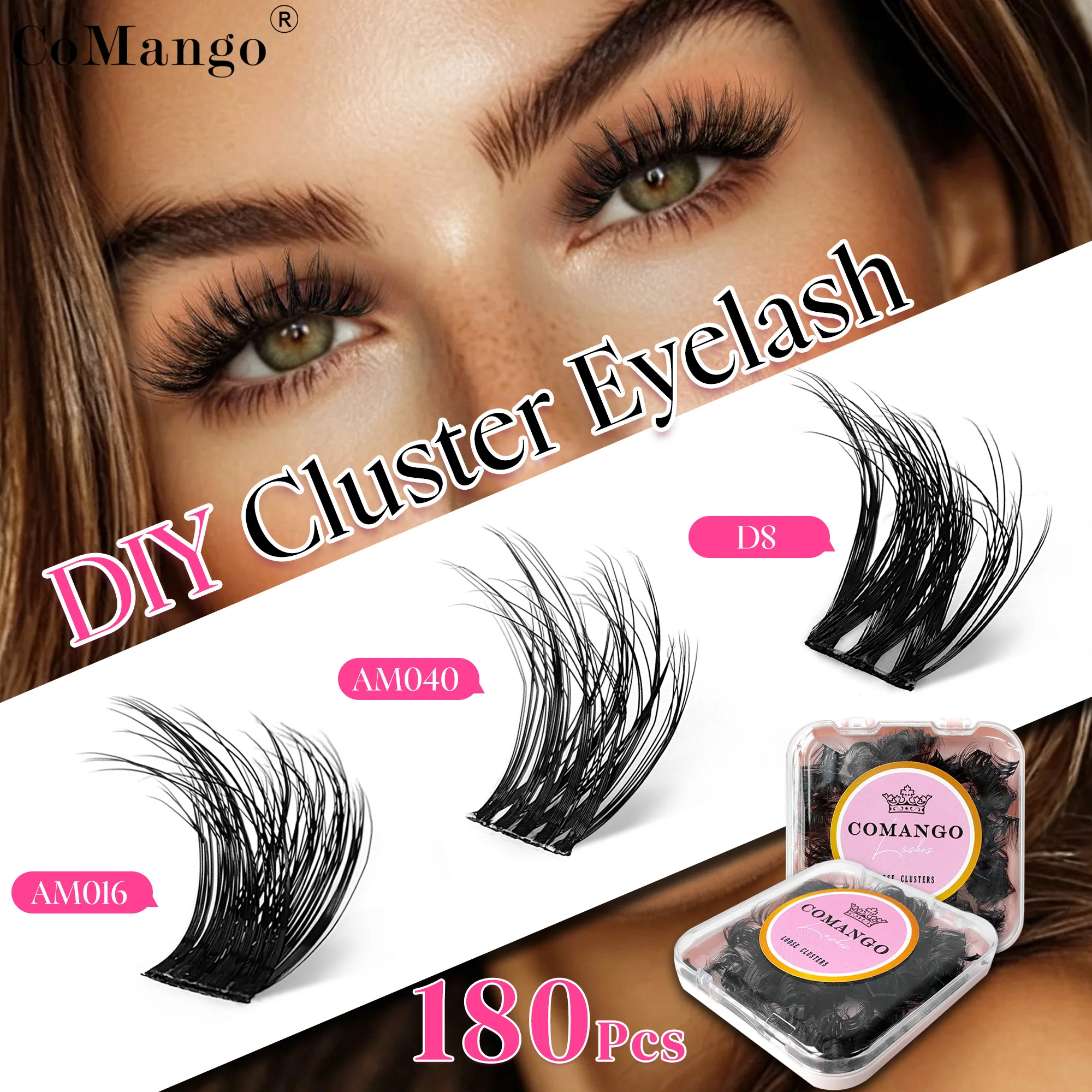 CoMango 180 Stück C/D Curl lose Cluster Wimpernverlängerung russische Volumenwimpern hohe Qualität superweiche Wimpern DIY Zuhause Make-up