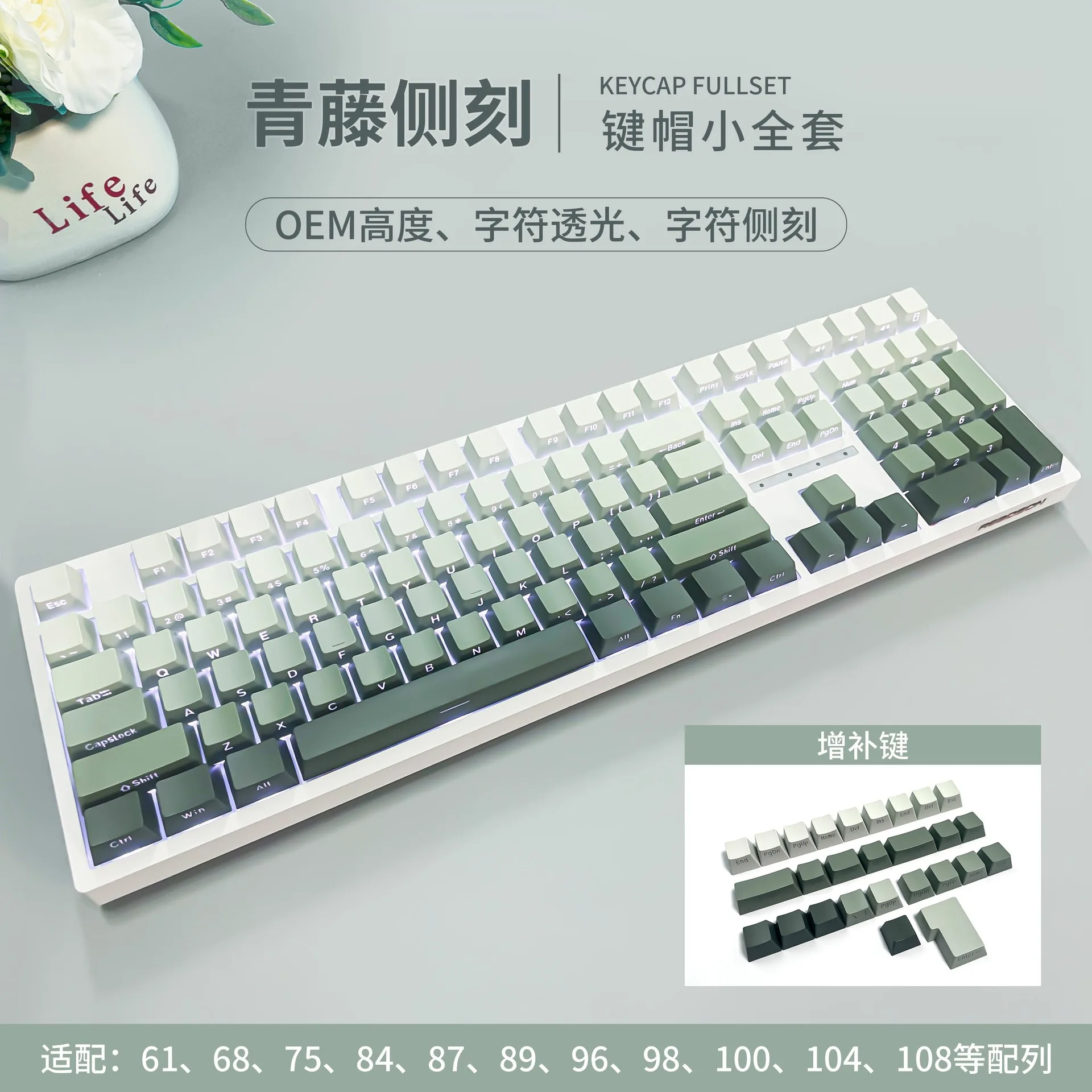 

Gradient Keycaps OEM Profile PBT Double Shot Side Printed Shine through Keycap For MX Switch Mechanical Keyboard ISO Key Caps