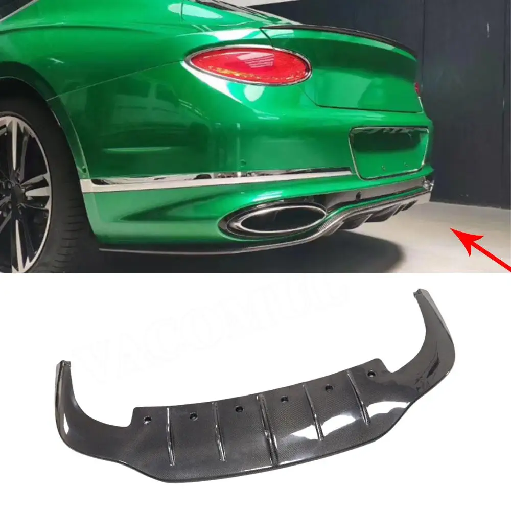 

VACOMUL Carbon Fiber Car Rear Bumper Diffuser Lip Spoiler for Bentley Continental GT W12 2018-2021 Rear Bumper Lip O Style