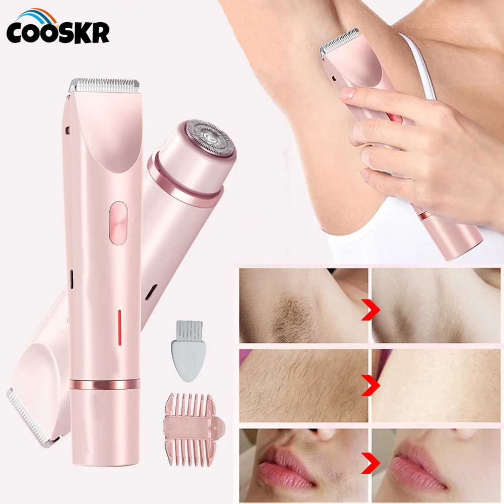 

Electric Lady Shaver Women's Body Hair Removal Epilators Face Underarm Bikini Dual-Head Painless Electric Hair Remover Trimmer