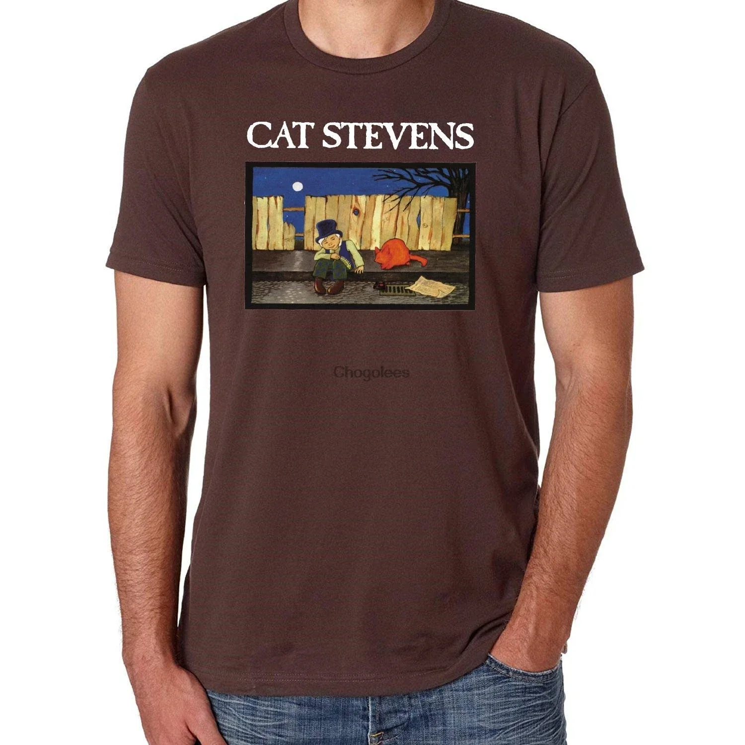 COOL ZHANGU Men's Cat Stevens Teaser  The Firecat Black T-Shirt(1)