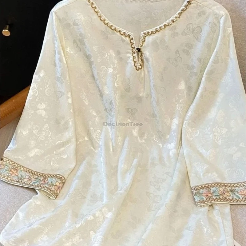 female 2026 creative new chinese style shirt top women's summer breathable trend embroidered top female simple tang suit top