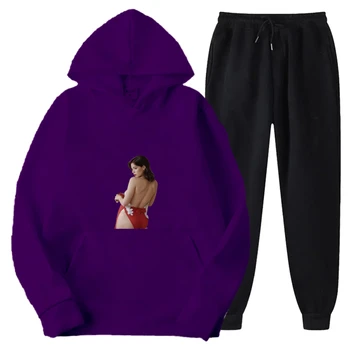 ชุดเสื้อฮู้ดสีม่วง เสื้อสเวตเช...