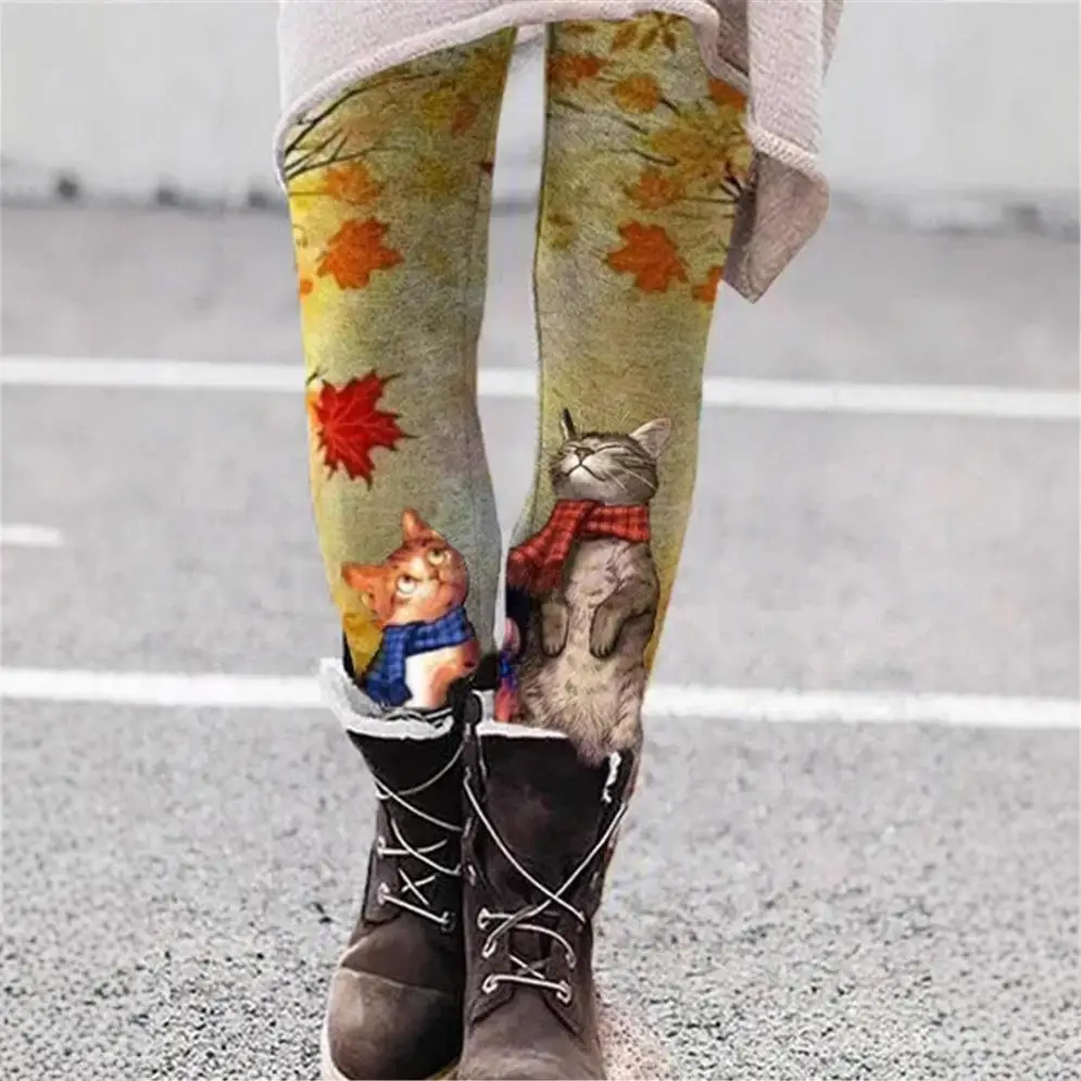 New Cross-Border WISH Casual Leggings Slimming Base Layer Pants Skin-Friendly Breathable Polyester Fiber Printed Pattern — купить у AliExpress WW