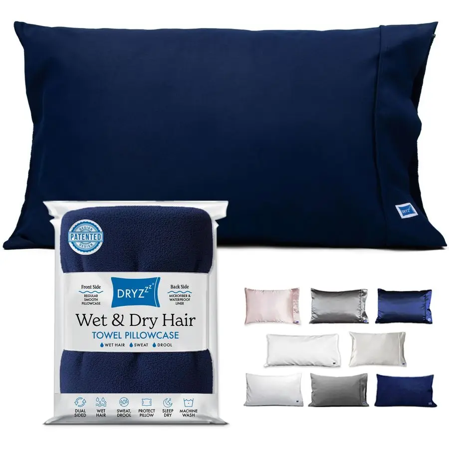 

Waterproof Pillow Protector Cooling Pillow Case 29x19 1pc Navy Blue Standard Size, Absorbent Towel Pillowcase DualSided Wet amp