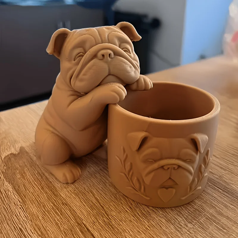 3/1 Piece Set of Creative Bulldog-Shaped Flower Pots, Not Including Plants, Cute Dog-Shaped Decorative Flower Containers for Home Balconies, Garden Succulents, and Green Plants, Suitable for Valentine's Day, Halloween,