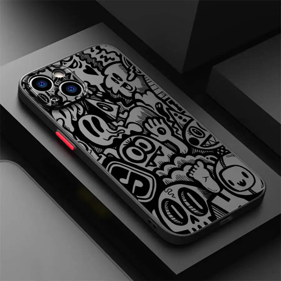 Funda para iPhone 12 16 Pro Max 15 Plus 14 16e X XS 11 7 8 13 Mini funda trasera de teléfono dibujos animados lindo abstracto