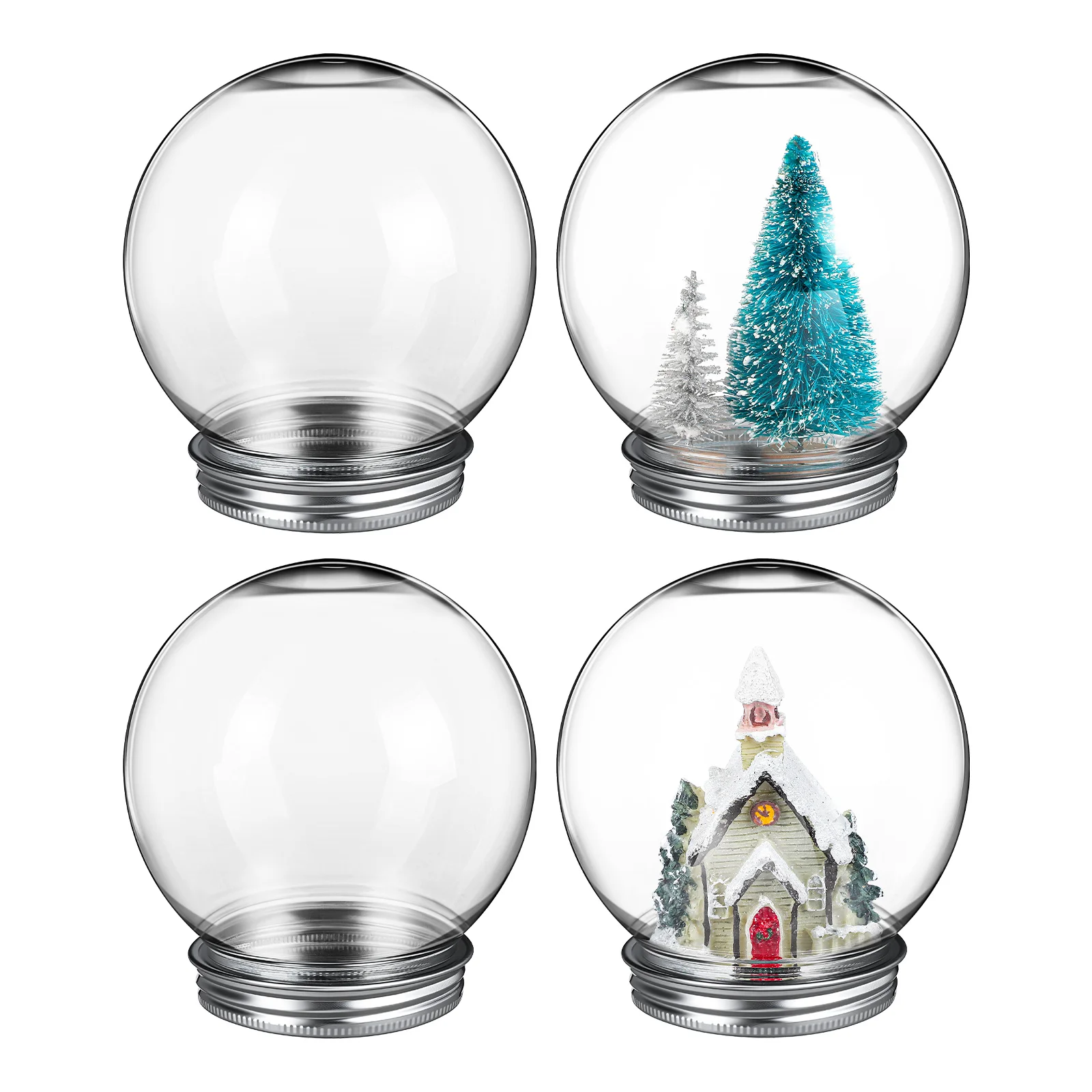 

4 PCS Chirstmas Snow Globe Christmas Globes Crafts Making Water DIY Clear Plastic