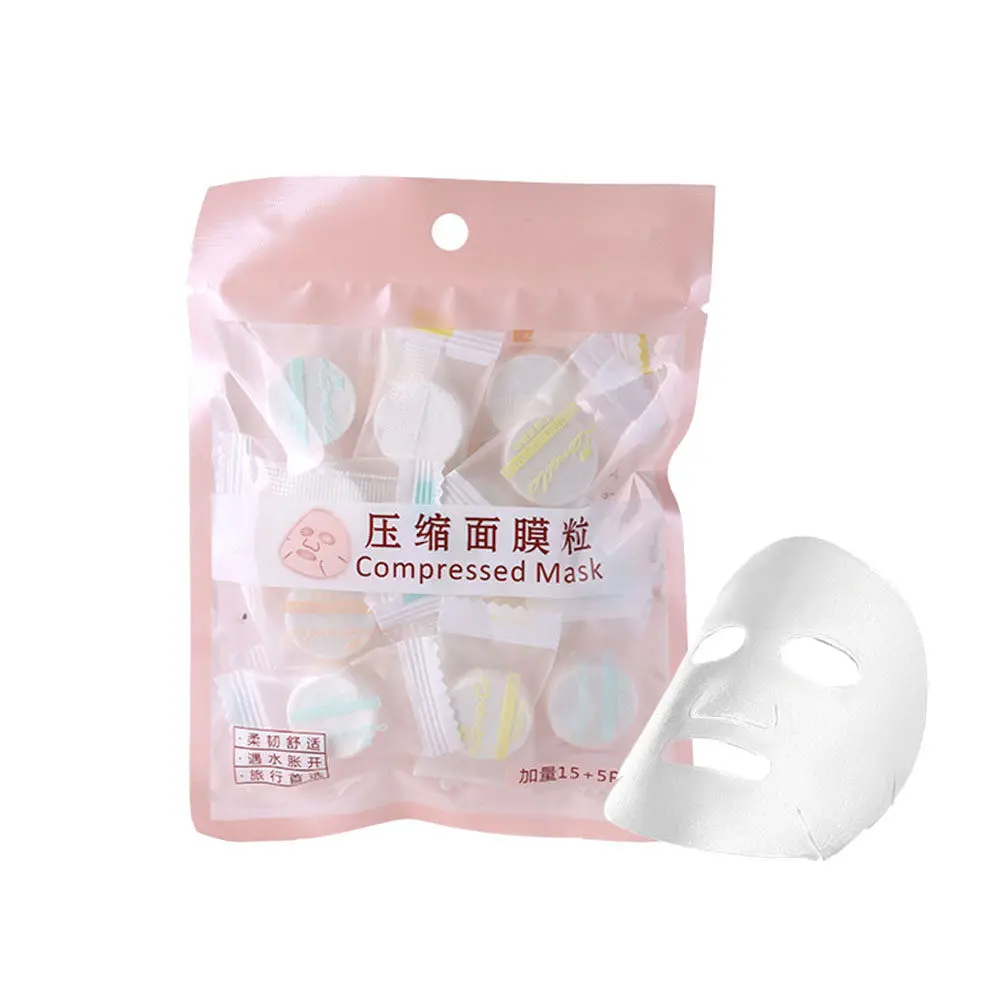 20Pcs Compressed Nonwoven Face Mask Sheets Natural Fiber DIY Facial Mask for Skincare Moisture Retention Wrinkle Reduction Oil