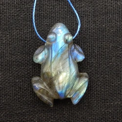 Natural Gemstone Design Labradorite Hand Carved Frog Pendant Jewelry DIY Marking Accessories Bracelet 29x20x9mm7g