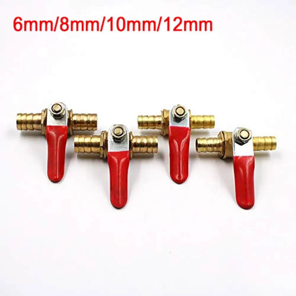 

6/8/10/12 мм медный шаровой кран, фланец для подключения шланга, красная ручка, пагода, латунь, вода, масло, газ, топливный шаровой клапан, фитинги для труб