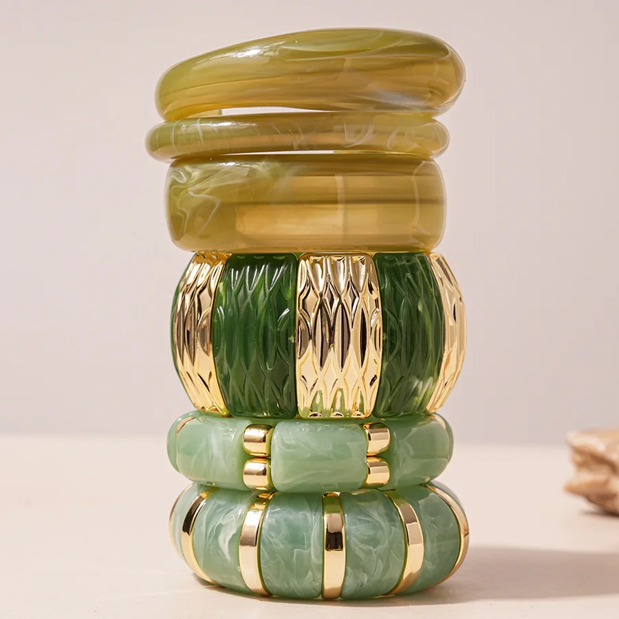 خمر الاكريليك الكفة سوار غير النظامية هندسية واسعة أساور للنساء الرجال لطخة أساور مفتوحة مجوهرات الحفلات هدايا جديدة B1