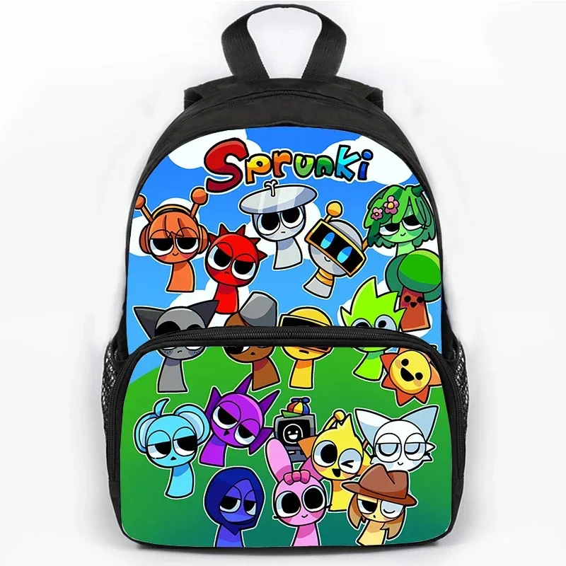 Mochila para niños, mochilas escolares con estampado Sprunki, mochilas de dibujos animados de gran capacidad, Mochila escolar de juego Incredibox para niños y niñas