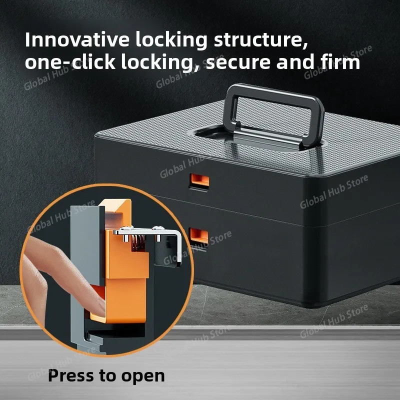 

Double-layer Tool Storage Box 12-inch Plastic Toolbox with Handle Durable Double-layer Household Toolbox