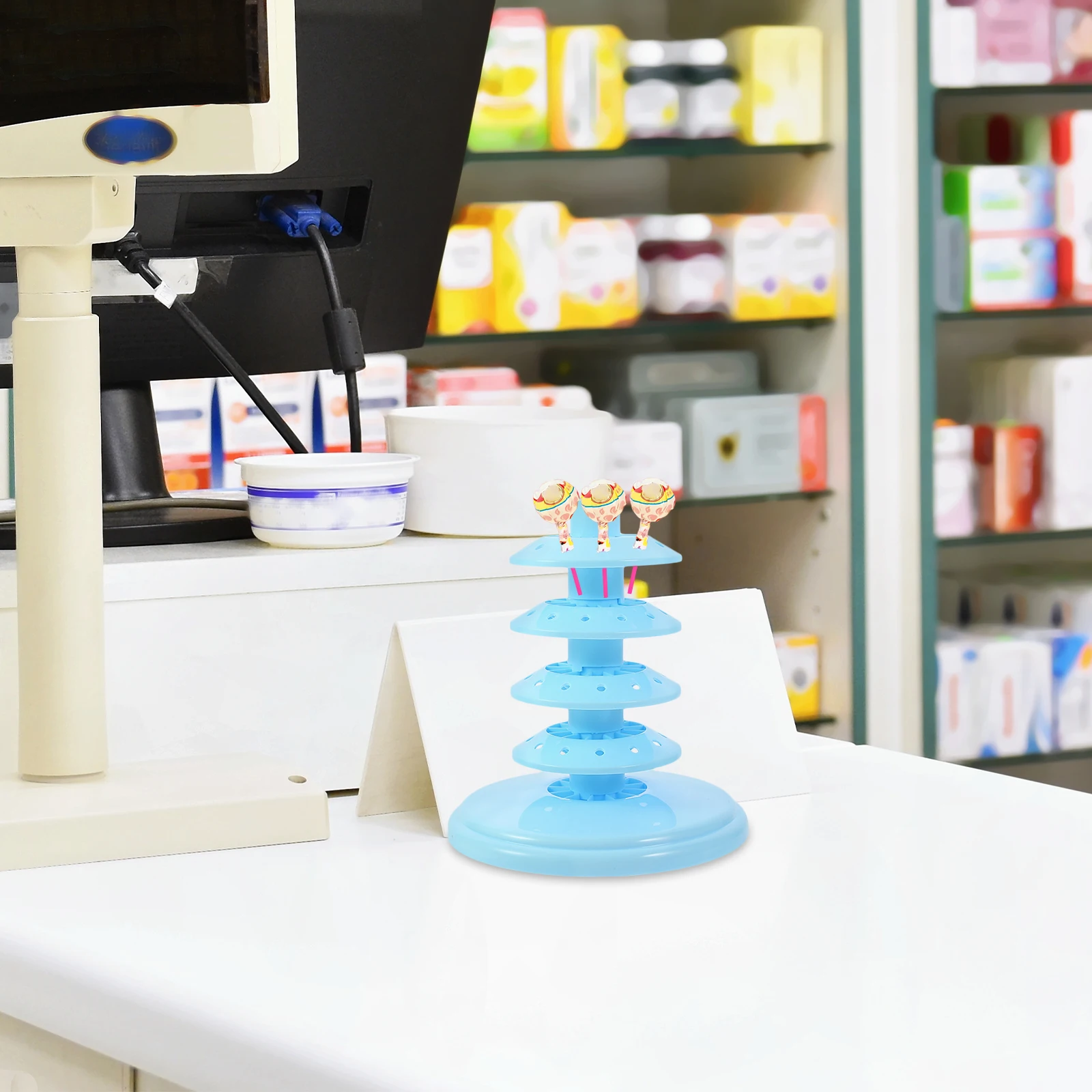 

Candy Marshmallow Display Stand 5 Layers Green Lollipop Holder without Heads PP Material Cake Stand for Parties