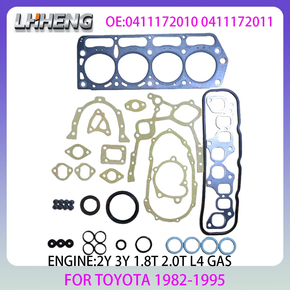 2Y 3Y ENGINE gasket set For TOYOTA DYNA 100 DYNA 150 HIACE HILUX MODEL 1.8L 2.0L 1.8 2.0 L T L4 GAS 82-95 0411172010 0411172011