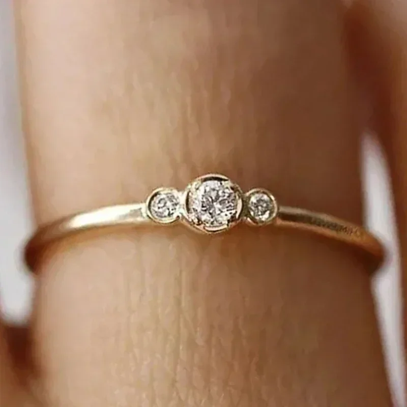 2026 Minimalist Gold Color Thin Ring for Women with Cubic Zirconia Daily Wear Exquisite Girls Accessories Statement Jewelry