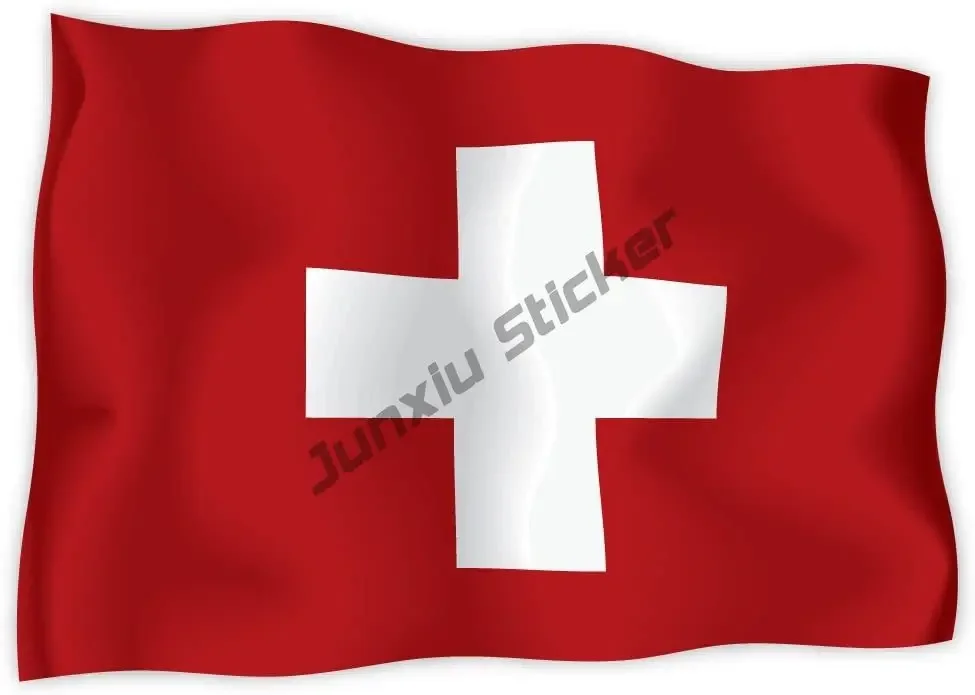 Switzerland Wave Flag Sticker Decal CH with Flag Sticker Country Code Vinyl Reflective Decal Truck Oval Decor Car Accessories