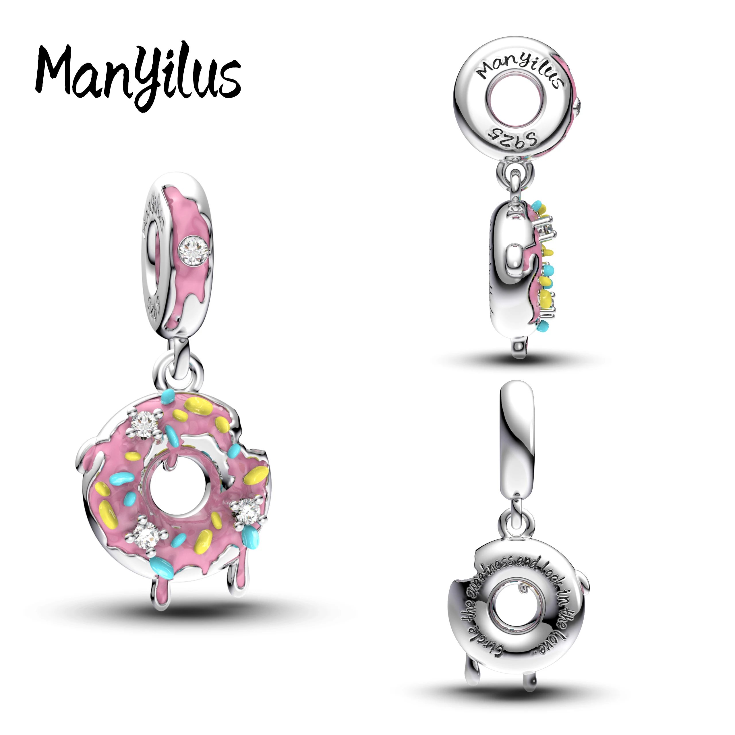 

Manyilus 2025 New Doughnut Charms S925 Sterling Silver Stitch Beads For Original Bracelet Charm 925 Silver DIY Necklaces