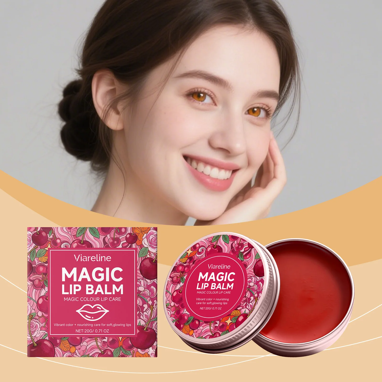 Cherry Lip Balm - Moisturizing and Hydrating for Lips in Autumn and Winter, Colorful and Long-Lasting, Fruit-Flavored Lipstick