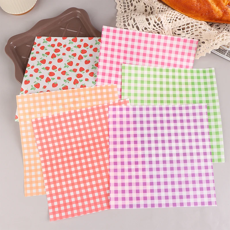 100Pcs Greaseproof Paper Liners Sandwich Wrapping Paper 6 Styles Decor Wax Paper Sheets for BBQ Picnic Festival Party Fast Food