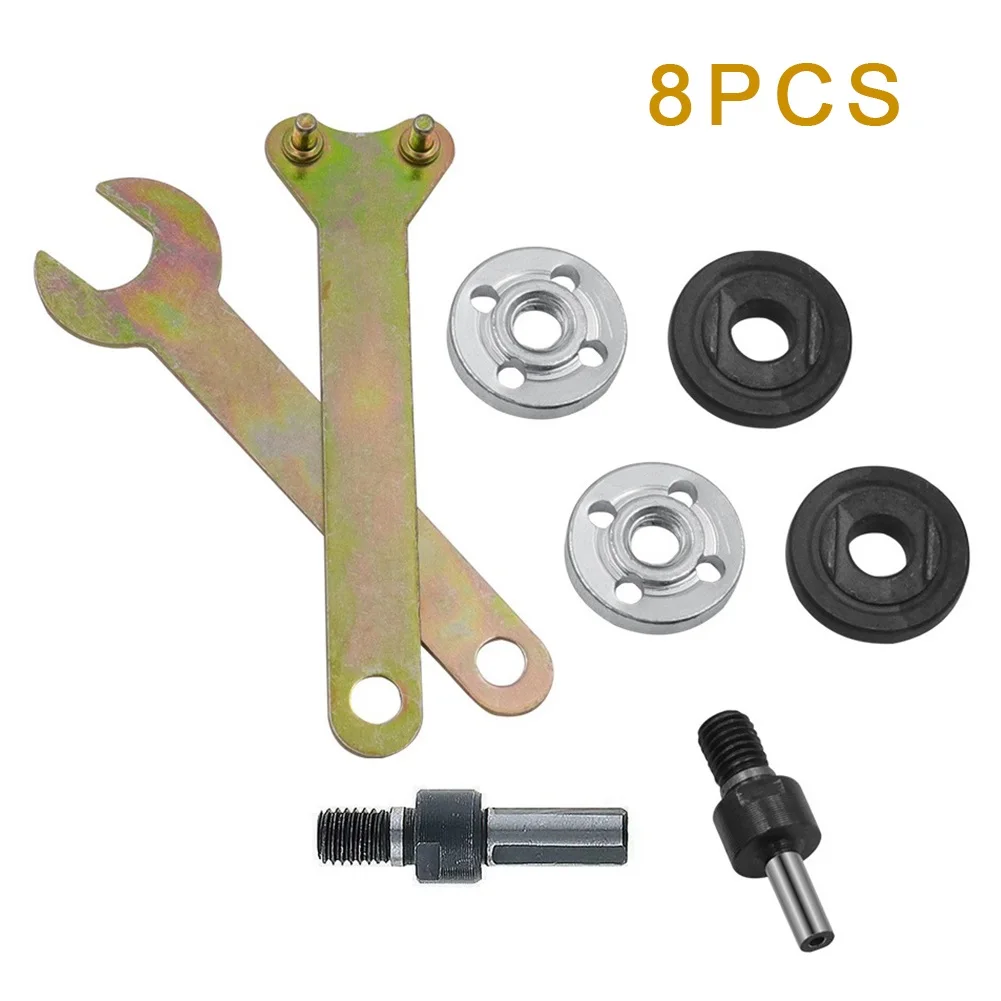 

8PCS 6mm 10mm Spanner Connecting Rod Drill Angle Grinder Mandrel Flange Nuts Wrench Adapter Disc Angle Grinder Accessories