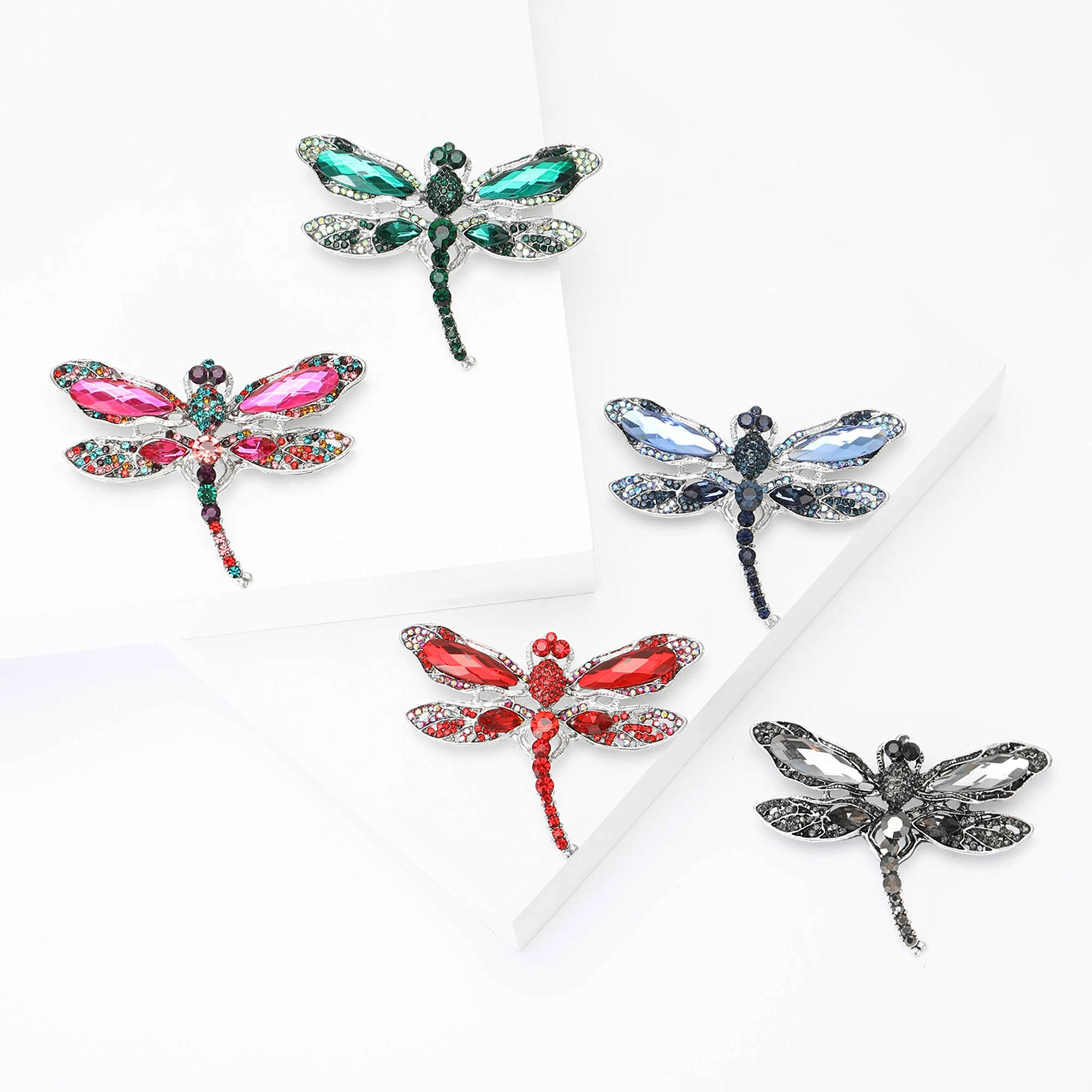 Rhinestone Dragonfly Brooches for Women Unisex Crystal Glass Insect Pins Banquet Party Backpack Gifts Jewelry Accessories image 2