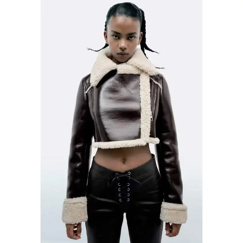 

ZBZR Faionable ort Svel Jaet Women's Sle Turn-down Collar All-match Autumn New Arrival Warm Polyester Fiber