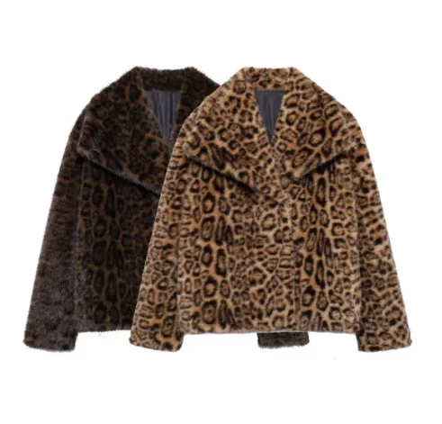 2025 autumn and winter new jacket, faux fur effect, lapel, socialite temperament, short jacket top