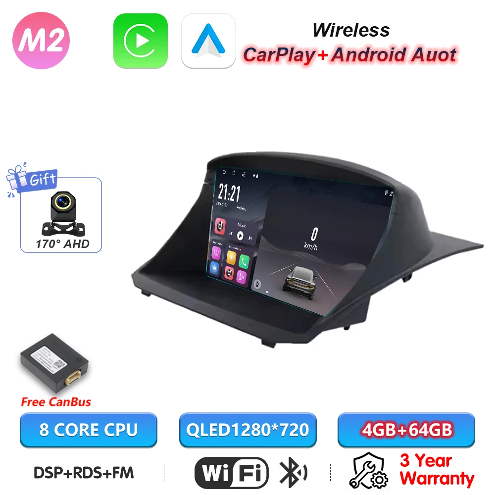 Android 16 Carplay Car Radio For Ford Fiesta MK7 2009 2010 2011 2012 2013 -2017 Multimedia Player Navigation Screen Wifi Stereo image 3