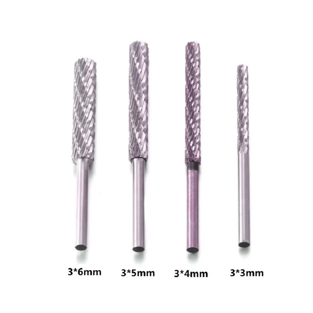 Set di frese rotanti 3/4/5/6MM File rotante in acciaio ad alta velocità per la fresatura di fresa per legno punte per incisione utensili manuali