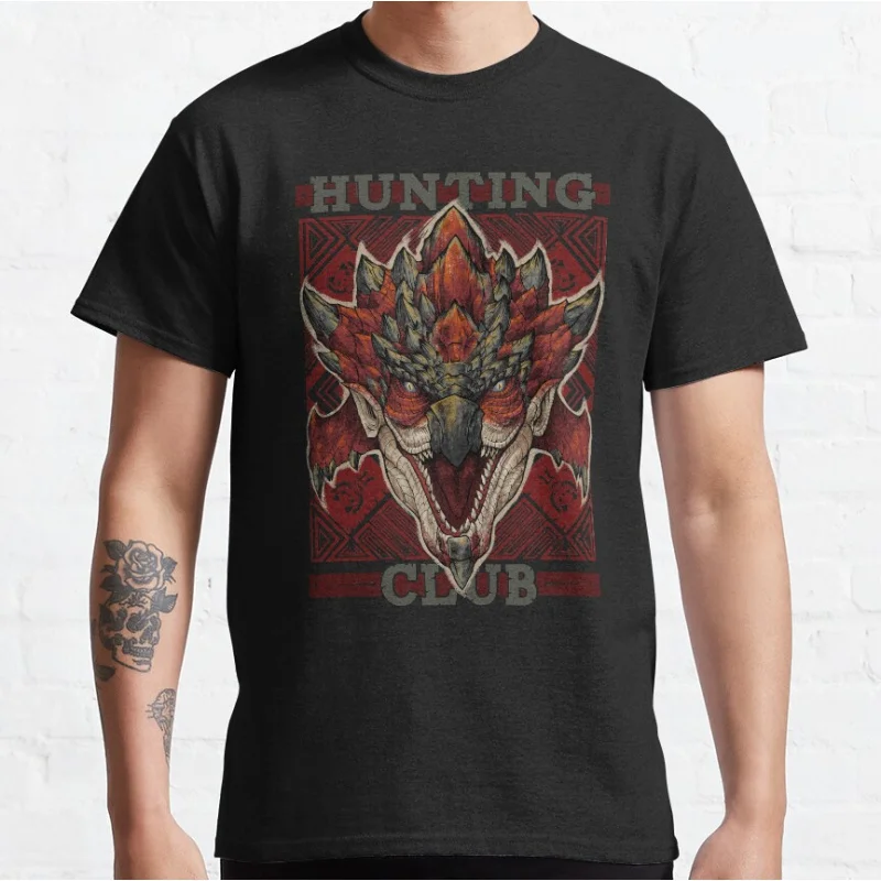 80s Video games Monster hunter world MHW Hunting Club Rathalos New World Graphic T Shirts for men large size Adult S-6XL tops