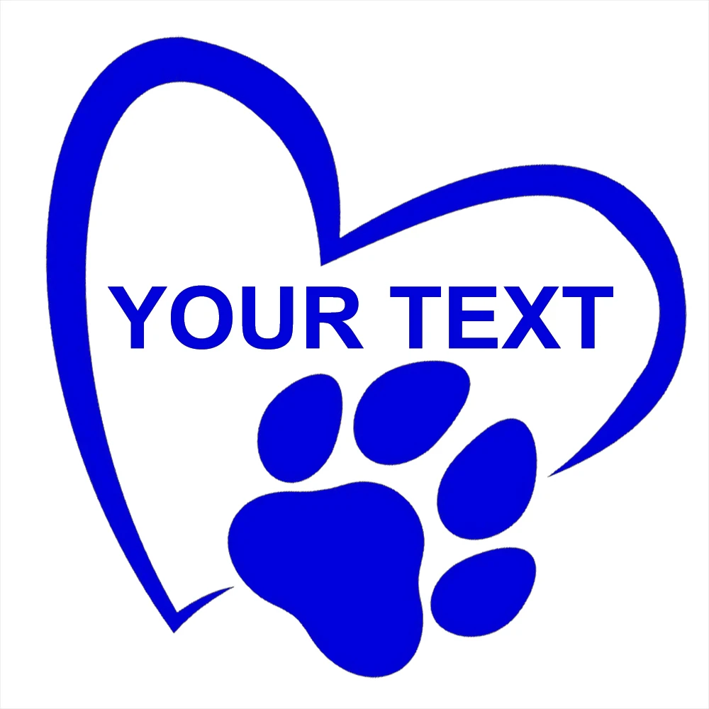Personalized Heart with paw Print 4“ 5” 6" 7“  White Window Sticker Decal – Cat, Dog, Car view 4