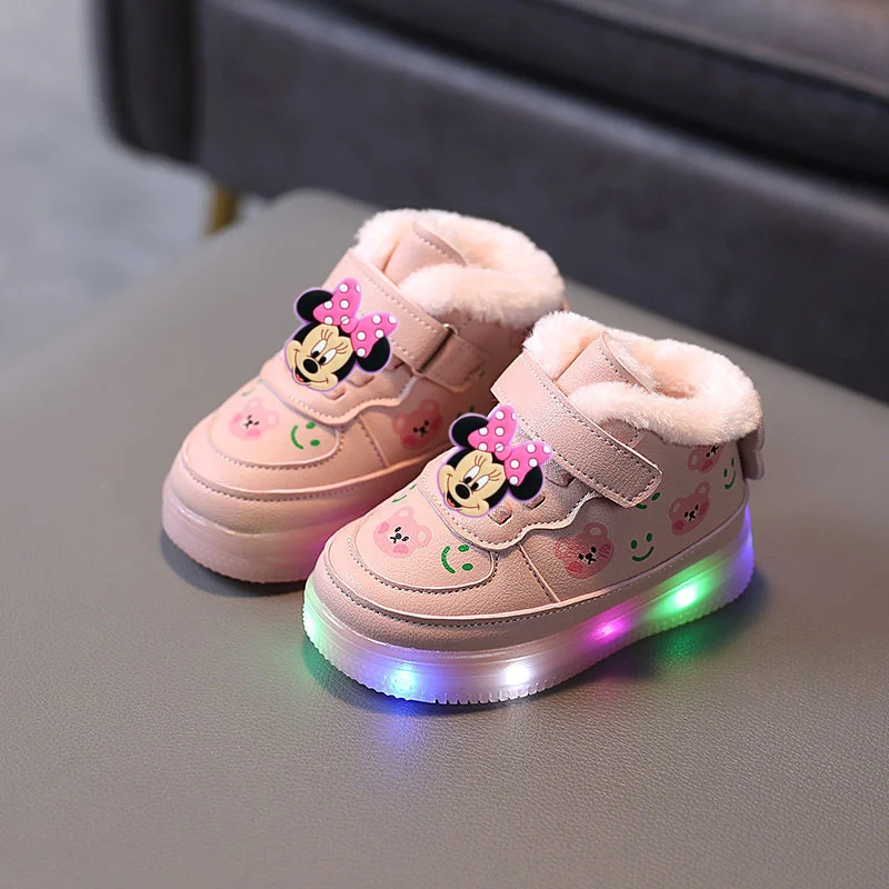 

casual shoes Disney spring fall LED Toddler shoes children cartoon casual shoe Minnie soft-soled girls light up sneakers baby