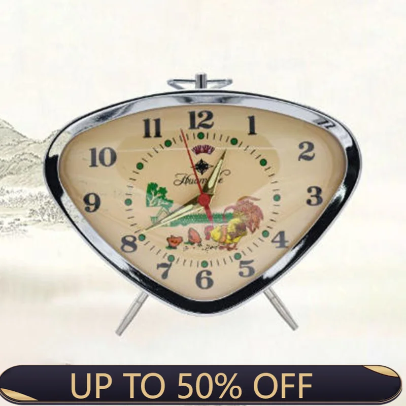 Retro Alarm Clock Simple Bedside Table Alarm Clock Metal Mechanical Clockwork Clocks Living Room Bedroom Desktop Decoration