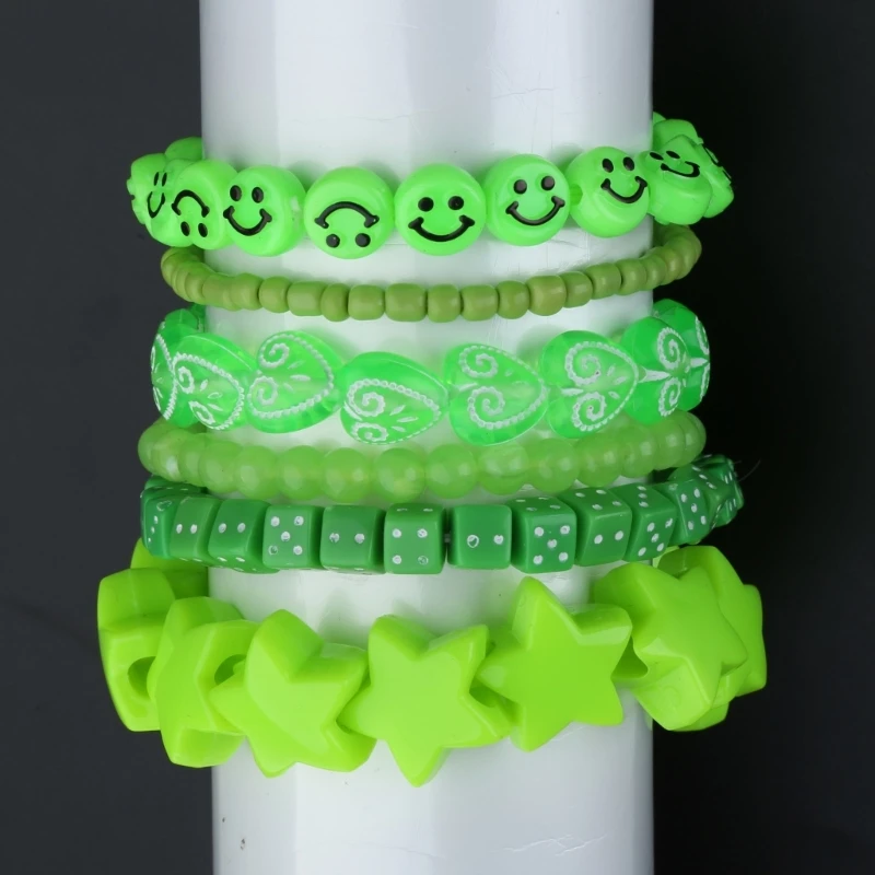 Smile Dice Star Beaded Bracelets Party Jewelry Stackable Bead Bracelets Bangle