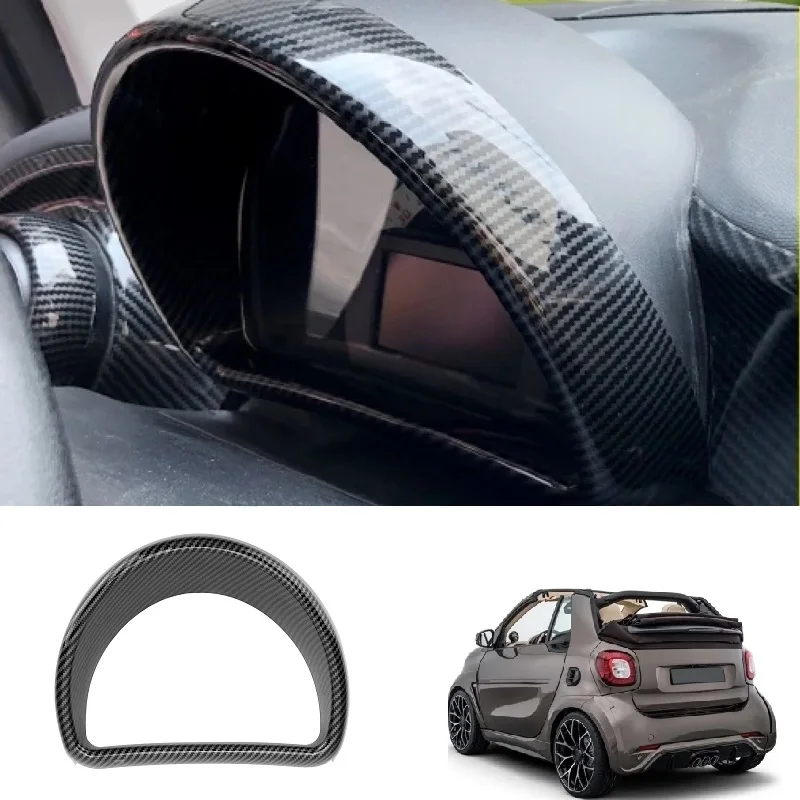 For Mercedes-Benz Smart Fortwo/Forfour 453 2015-2021 Car Dashboard Cover Trims Replacement ABS Carbon Fiber Black