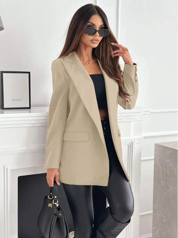 2024 Autumn and Winter New Solid Color Long-sleeved Cardigan Suit Small Jacket Women\'s Versatile Commuter Suit Пиджак Женский