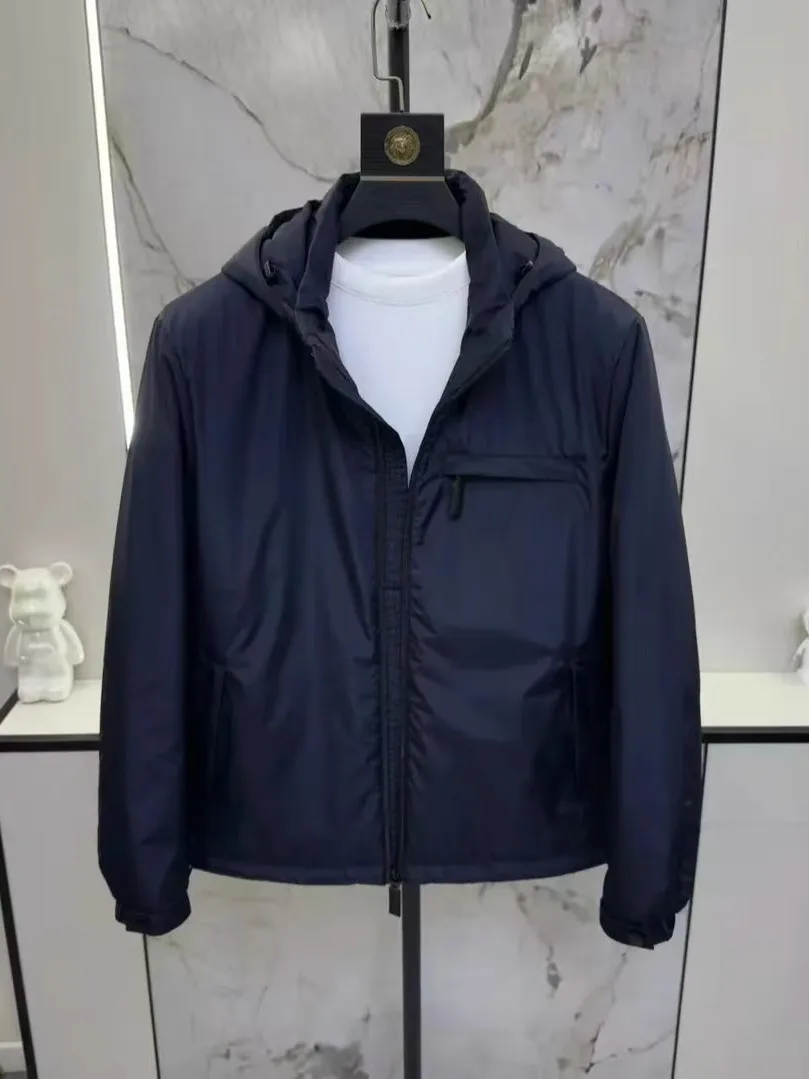 

Autumn Winter Men's New Stand Collar Hooded Removable Jaet High Quali Faion Busin European Sle Stand Fit Long S...