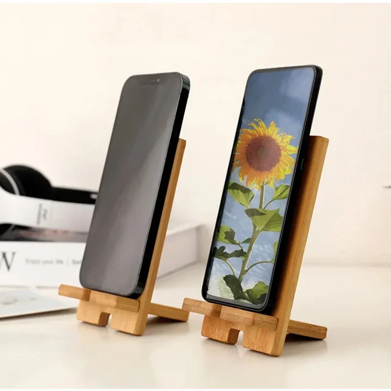 New Simple Universal Portable Solid Wood Cell Phone Racks Desk Stand Holder for Mobile Phone Tablet PC E-reader Home Accessories